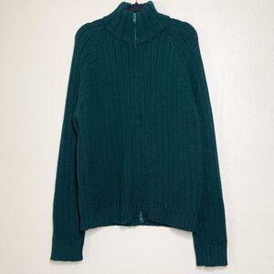 Marc Jacobs 100% Wool Zip Sweater Men's M Dark Green Mock Neck High Neck Knit